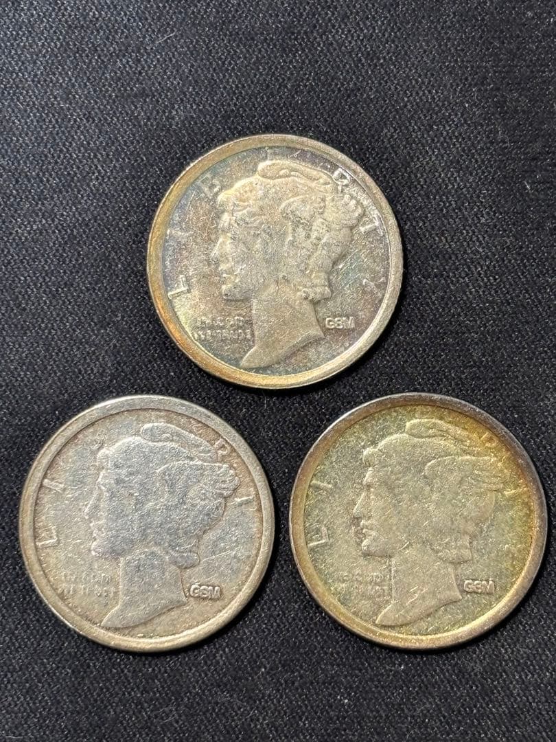 【純銀製】1/10オンスリバティ銀貨×3枚！総重量9.4g！silver999