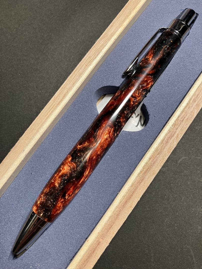 金杢犀 レジン シルバー金具 ボールペン