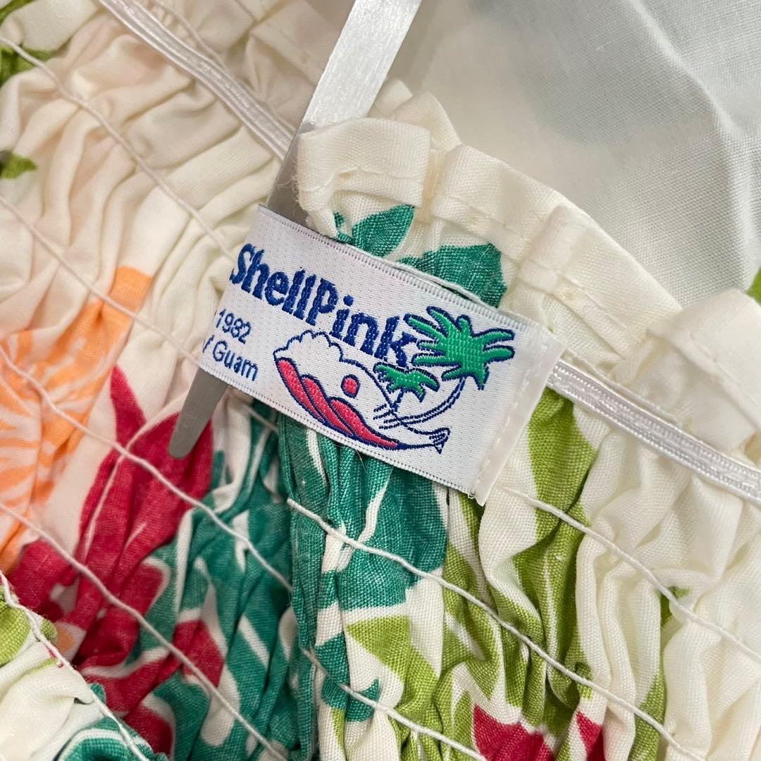 Sea Shell Pinkハワイアンワンピース　ハイビスカス花柄　リゾート