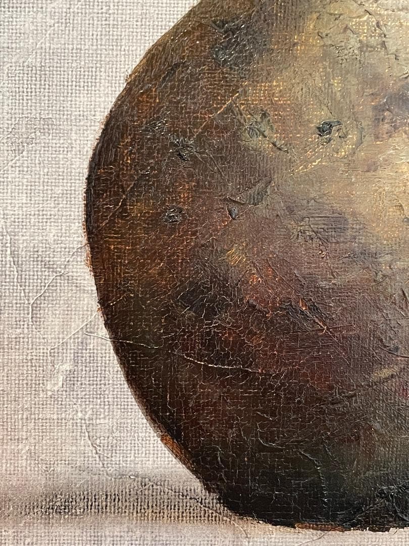 「真作」安田英明「椿」静物画　油彩画　額装　サイン有り　F4号