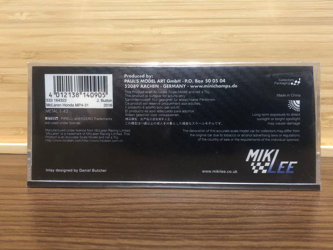 ミニチャンプス1/43マクラーレンホンダMP4-31J.バトンMIKILEE別注