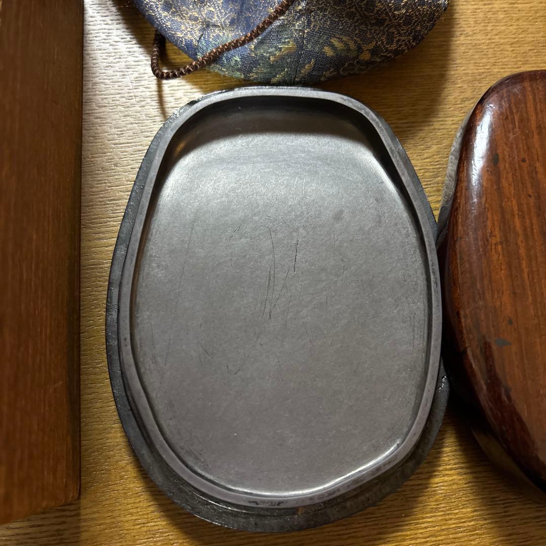 端渓硯　漆器セット 木箱・巾着袋付き