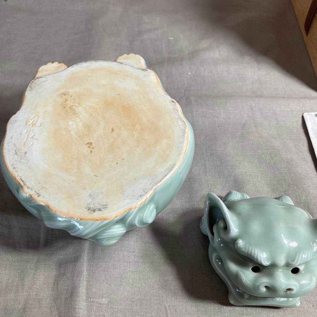 【松本佩山】孤高の陶芸家　日本の名窯　有田年木庵窯　松本佩山作　青磁　獅子形香炉