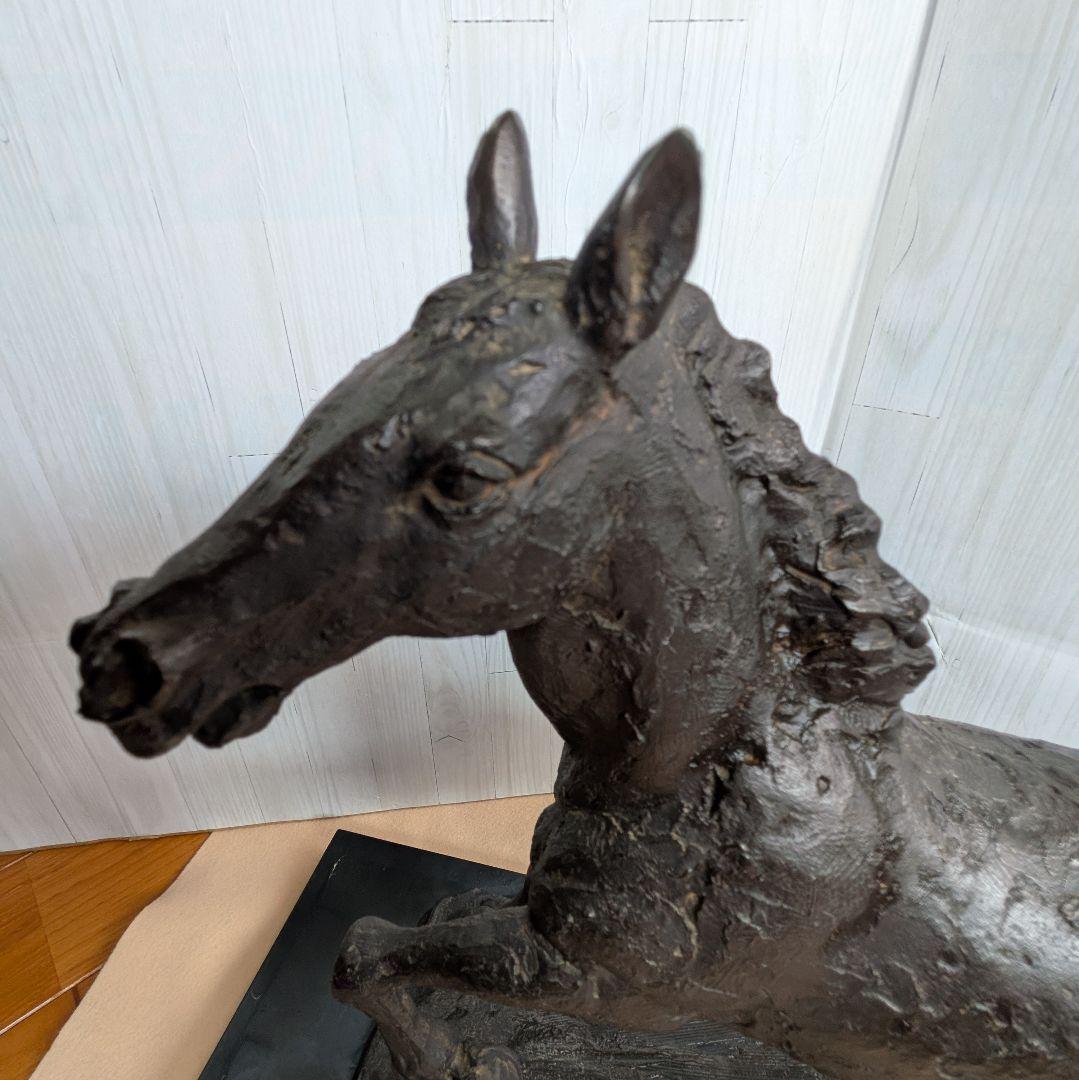 【友澤正彦】春風 馬 ブロンズ像 1977年 銅製 置物 彫刻 オブジェ