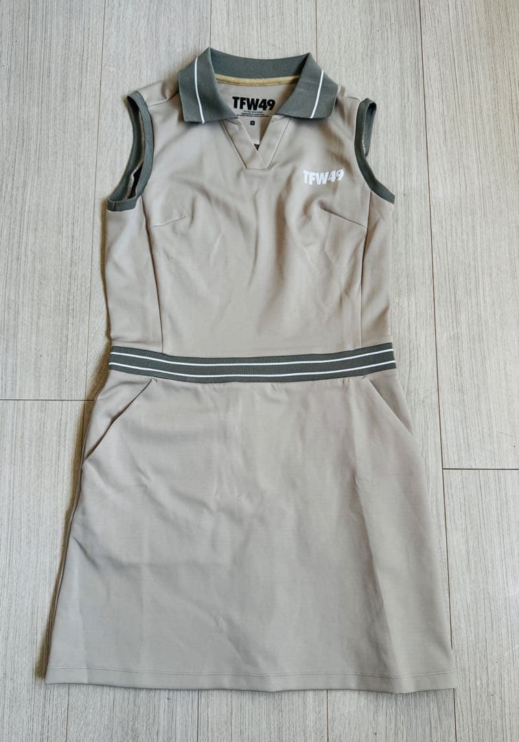 TFW49 SLEEVELESS ONEPIECEベージュポロワンピースサイズM