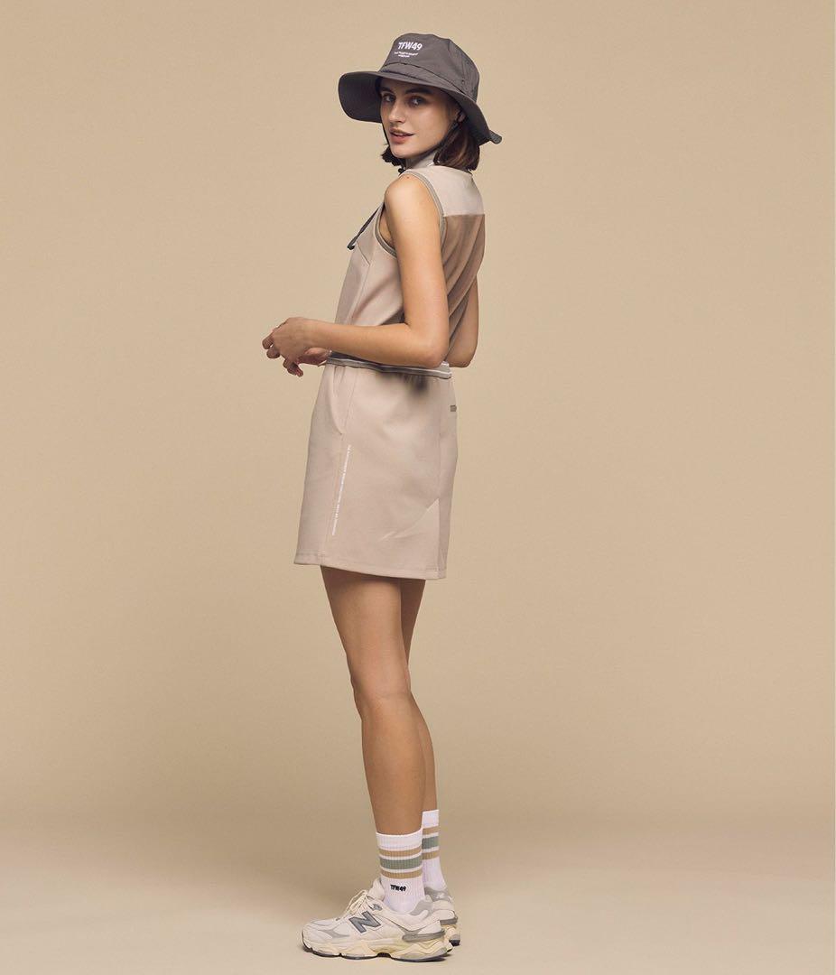 TFW49 SLEEVELESS ONEPIECEベージュポロワンピースサイズM