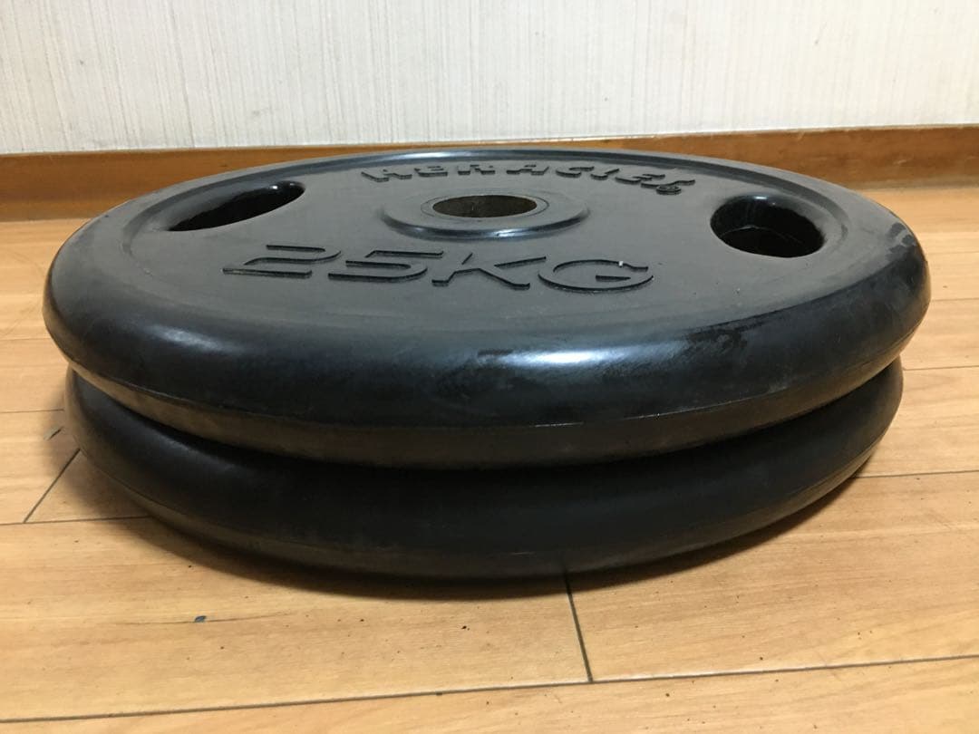 ②HERACLES バーベルプレート 25kg x 1枚穴径50mm(同時購入)