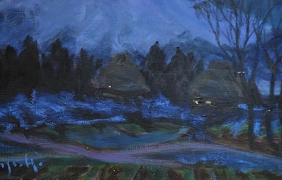 「黎明富士」忍野村 油絵 F4 絵画 油彩画 風景画 アート 富士山