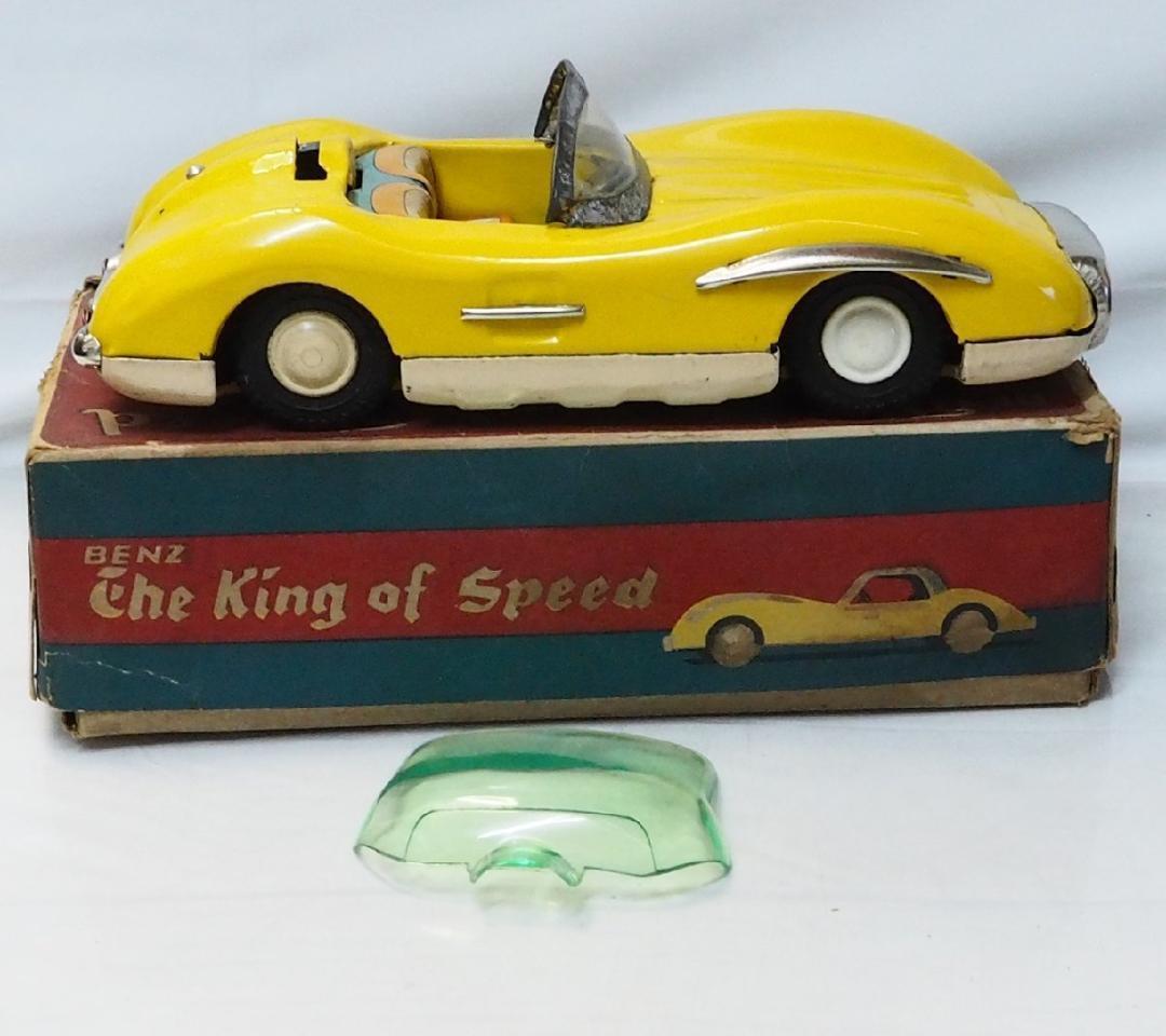 旭玩具【メルセデス ベンツ300SLR黄】ブリキtin toy car自動車箱付