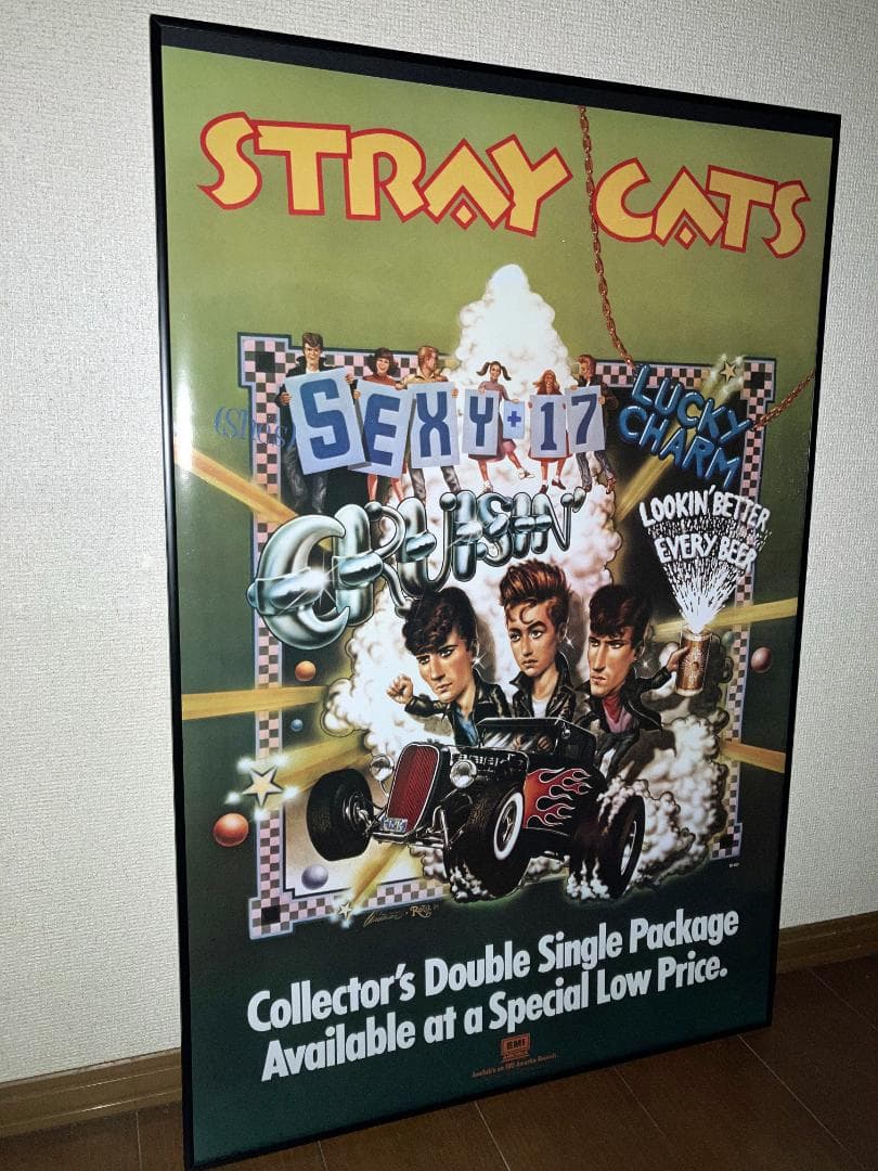 ８３年 エドロス デザイン！ＳＴＲＡＹＣＡＴＳ ストレイキャッツ 額付 ポスター