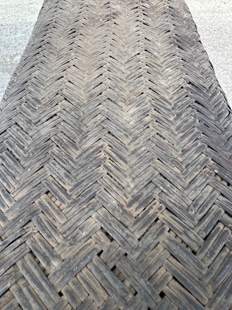 行李 茶箱 弁当箱 文箱 古道具 竹籠 竹かご すず竹 蓋物 古民具 飴色 2