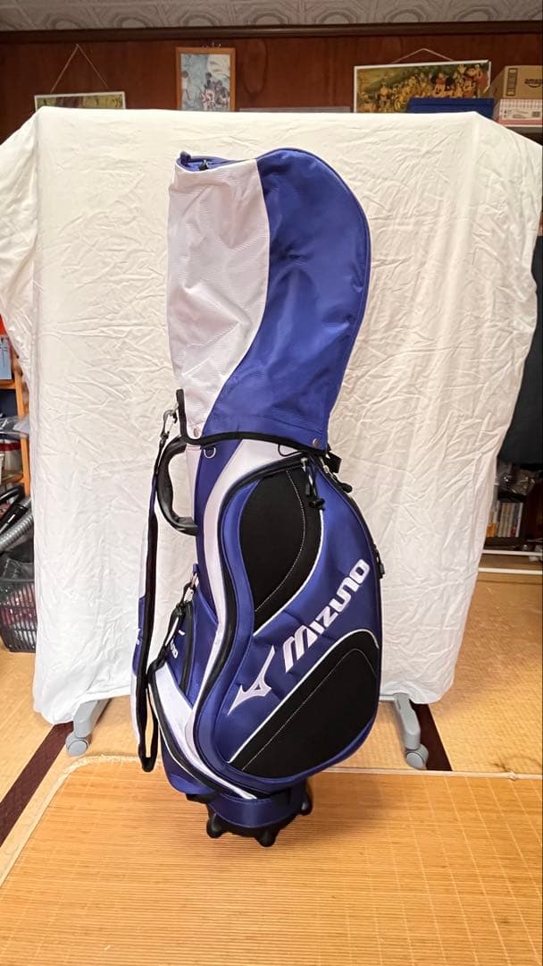 【ほぼ未使用】MIZUNO ゴルフバッグ キャディバッグ ブルー×ホワイト