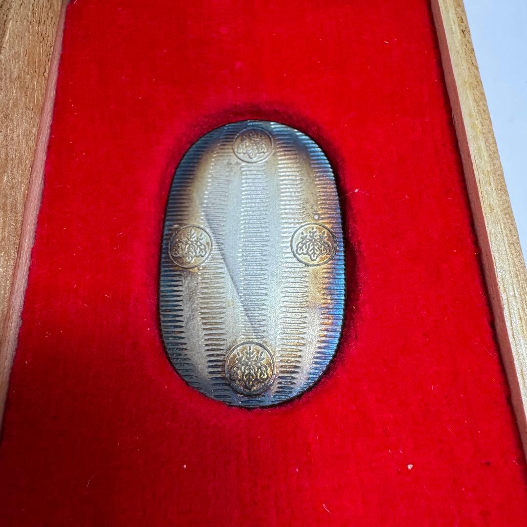 純銀小判 波模様  木箱付き 純銀製小判