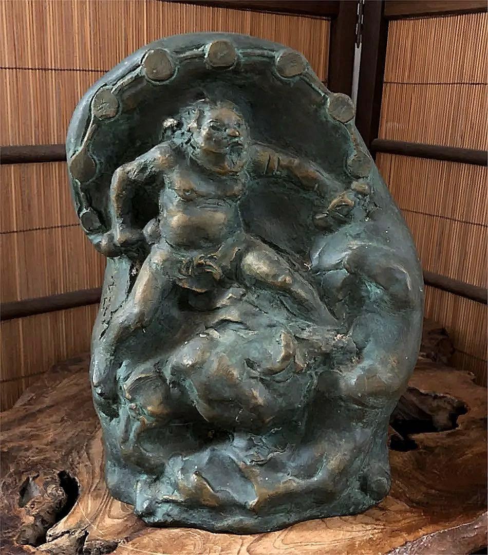 希少 時代 雷神像 仏像 銅製 ブロンズ 北村西望 文化勲章受賞 日本芸術会員