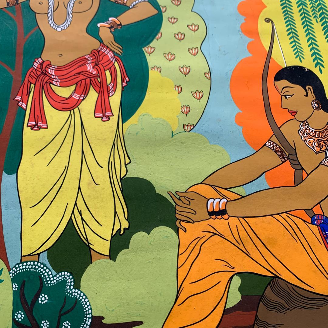 エスニックな絵画/油絵/JAISWALの表記あり/模写