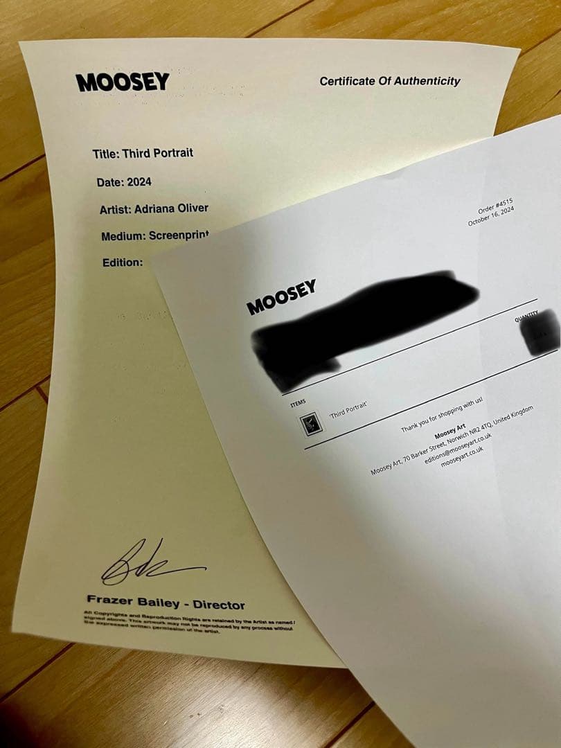 新作Adriana Oliver 'Third Portrait' 未額装