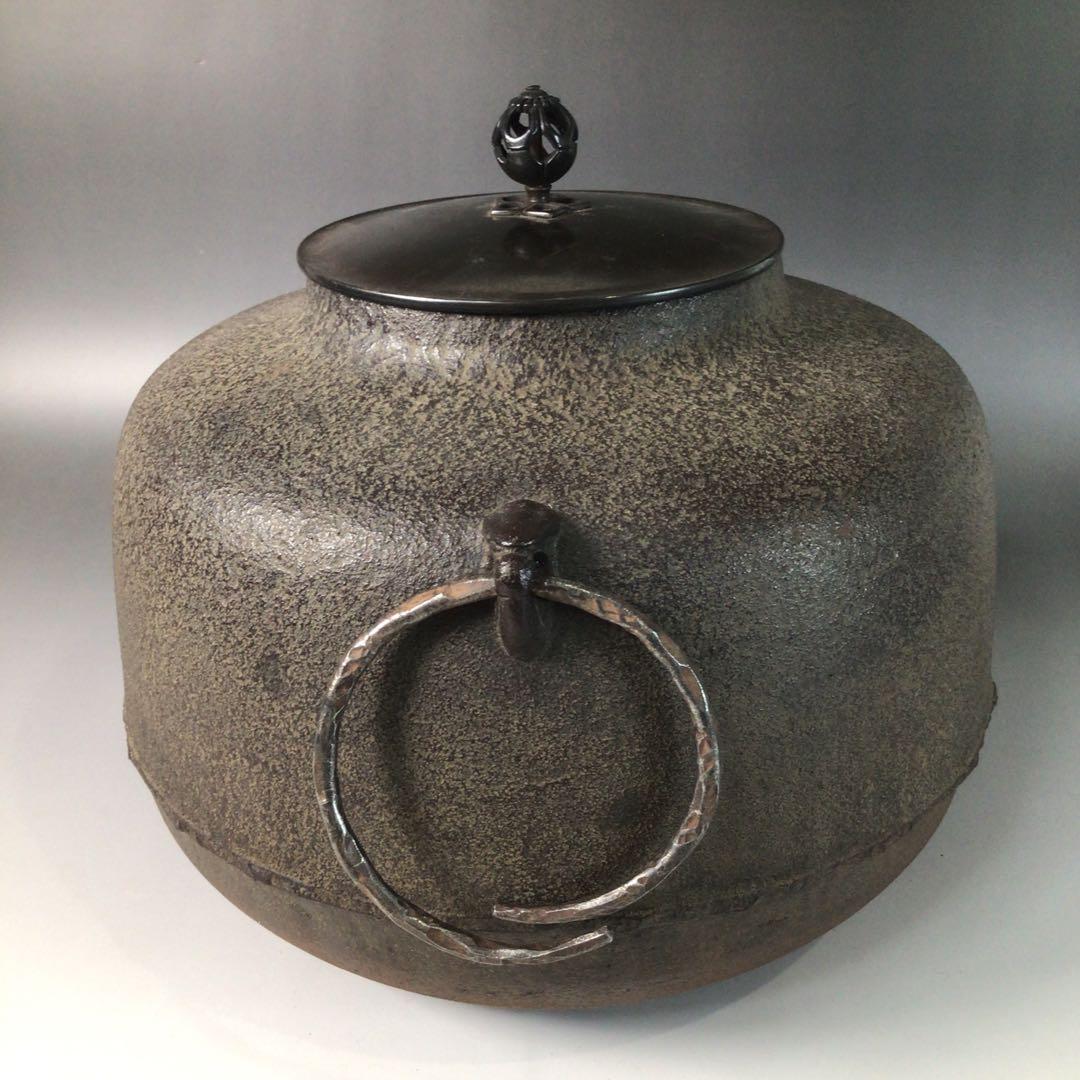 Ｒ８２２　茶釜　『釜師　菊地政光造』『阿弥陀堂釜』　共箱　茶道具