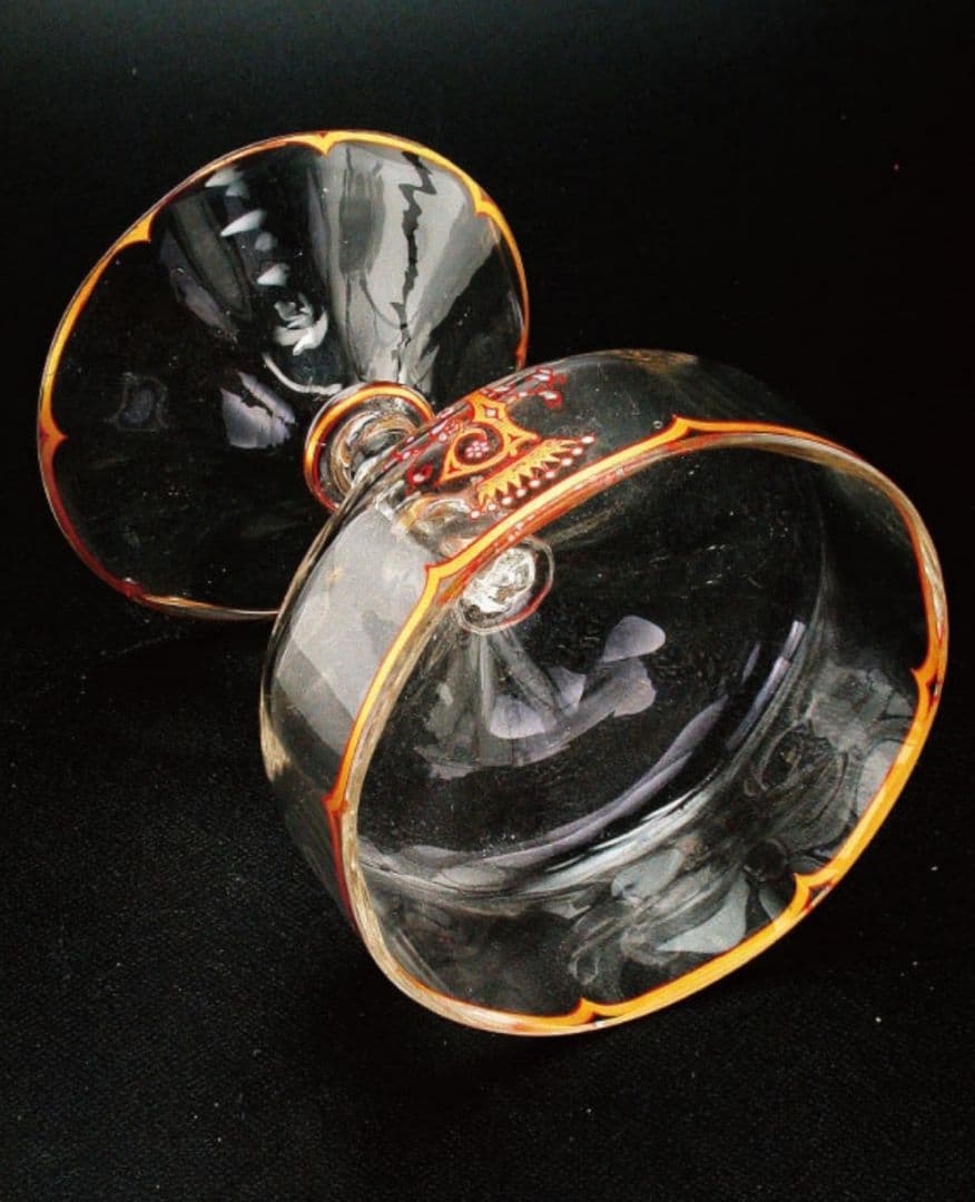 エミール・ガレ★エナメル彩★花装飾文★キャビネットグラス