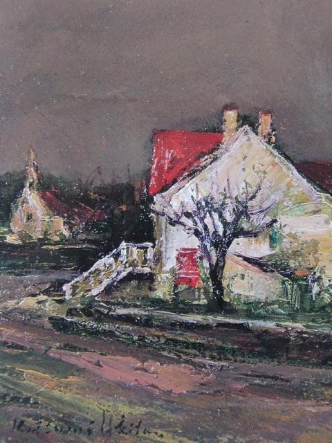 浮田克躬、「レゼシーの道」、希少な額装用画集より、新品高級額装付