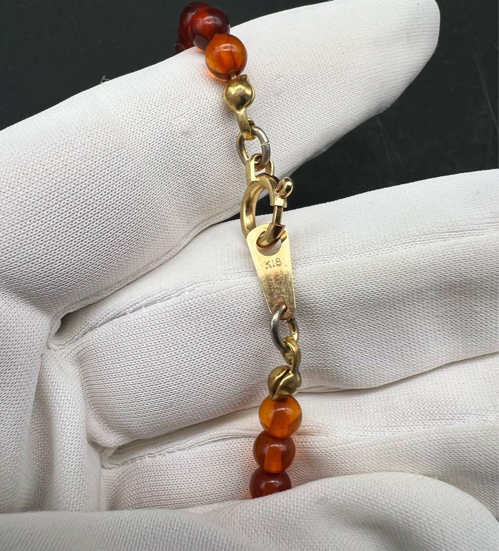 ヴィンテージ ネックレス 琥珀 ペンダント K18 アンティークアクセサリー