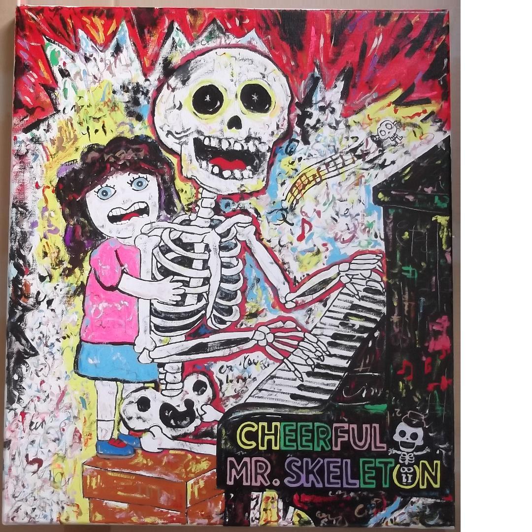 天才クリア・クリムゾン真作保証作品　Ｆ１０号　陽気なガイコツくん　２０２６年新作