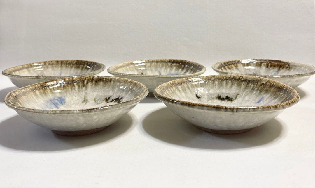 信楽焼 鈴木厳 中鉢 中皿 5客 灰釉 紫釉 和食器 作家物 厳 在銘