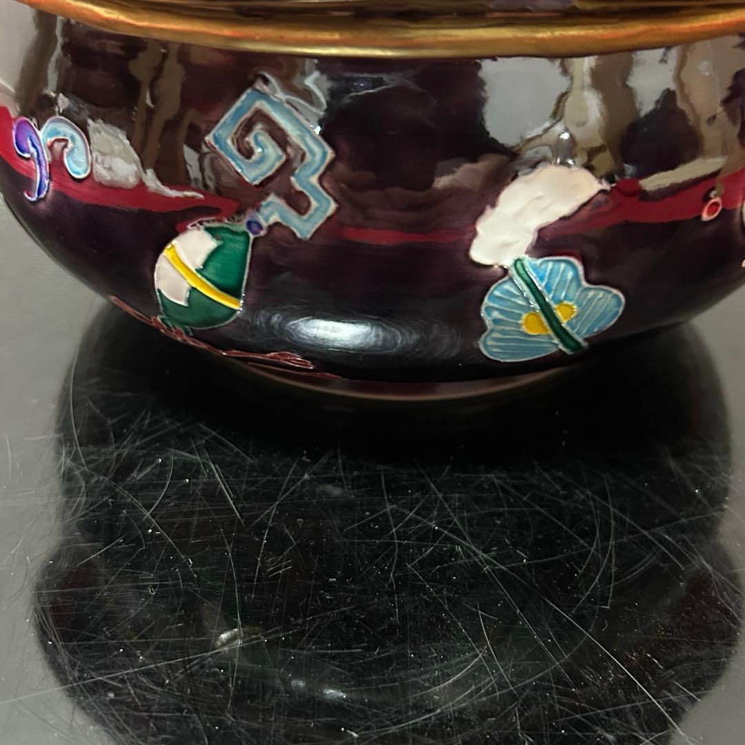 紫交趾宝尽砂金袋水指　茶道具懐石茶箱鵬雲斎坐忘斎淡々斎即中斎棗水指茶碗棗茶杓