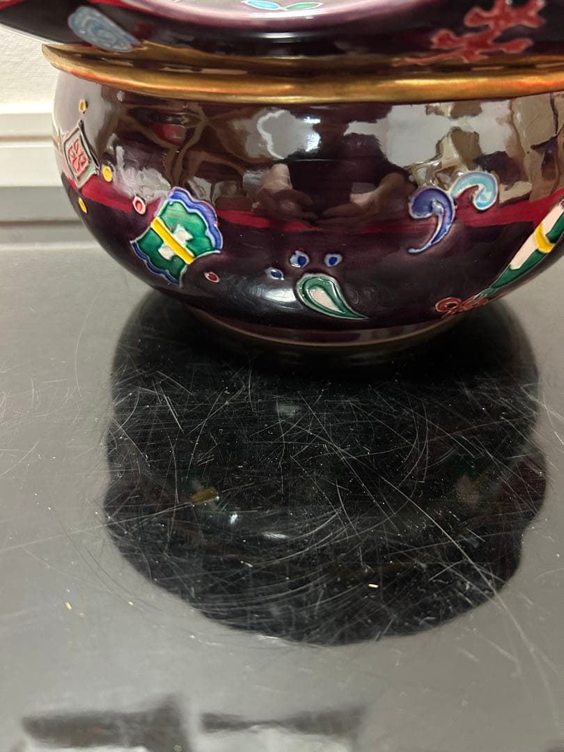 紫交趾宝尽砂金袋水指　茶道具懐石茶箱鵬雲斎坐忘斎淡々斎即中斎棗水指茶碗棗茶杓