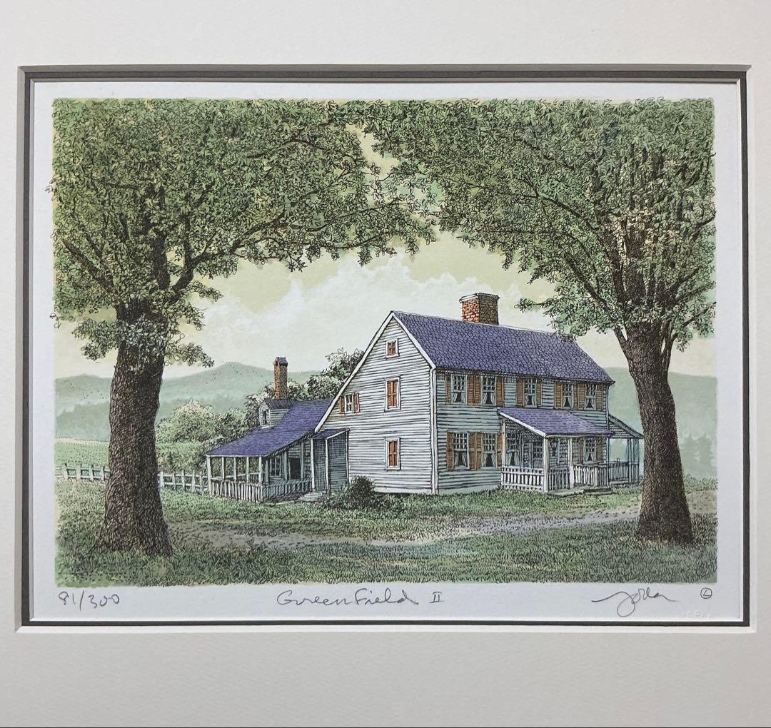 織田義郎 草原の家 Green Field Ⅱ アメリカ 絵画 版画 リトグラフ