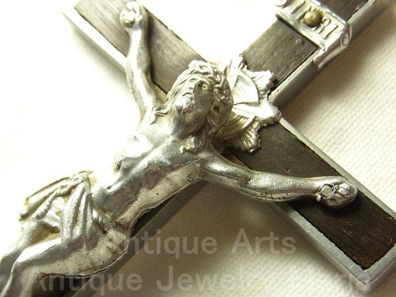 c1592【大型サイズ】フランス アンティーク クロス（軽金属＋黒檀）