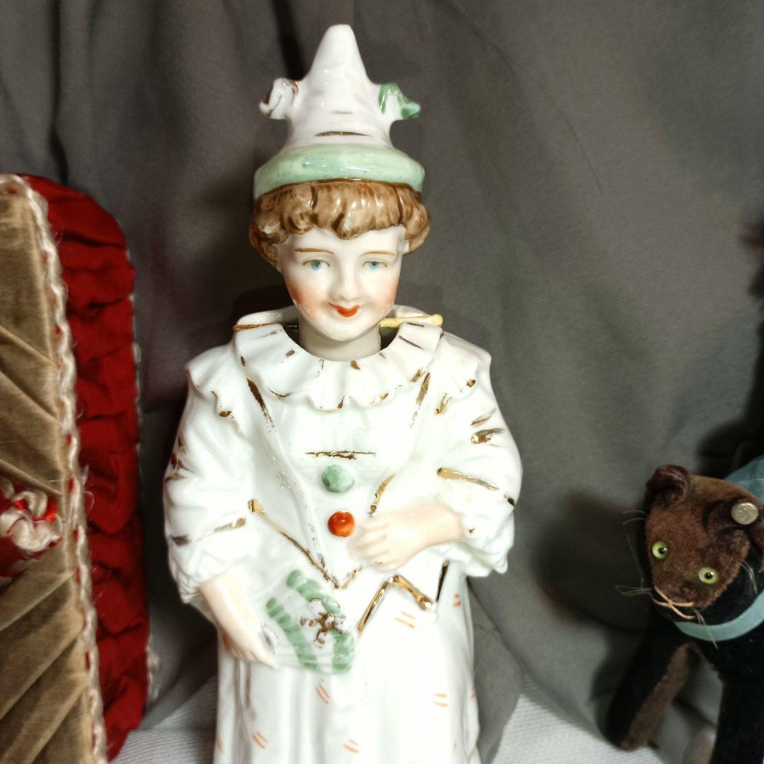 F3⭐アンティークドール　フィギュリン　ノッディングドール　ハーレクイン衣装⭐