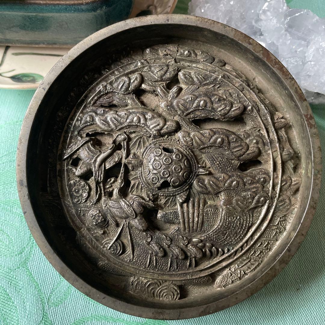 青銅鏡　鶴　亀　松