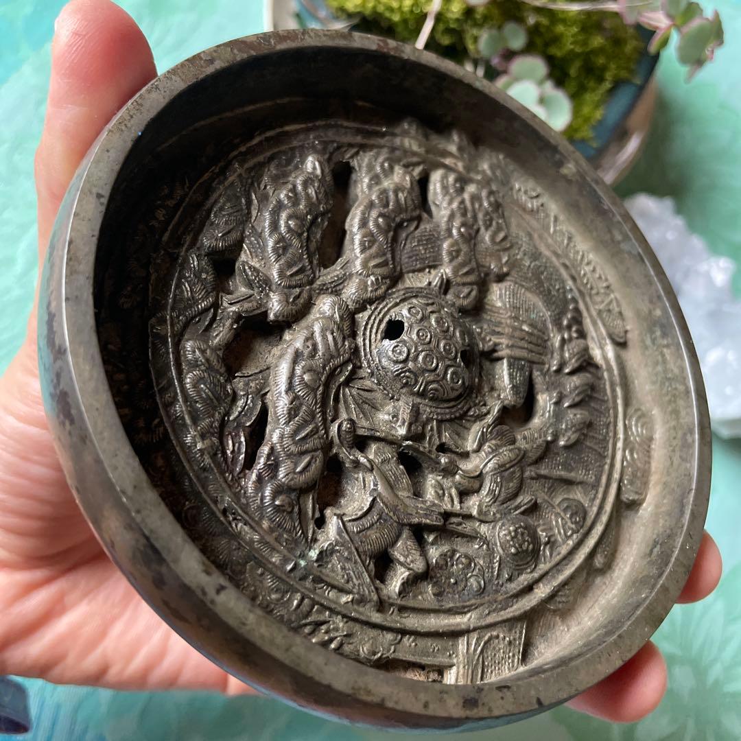 青銅鏡　鶴　亀　松