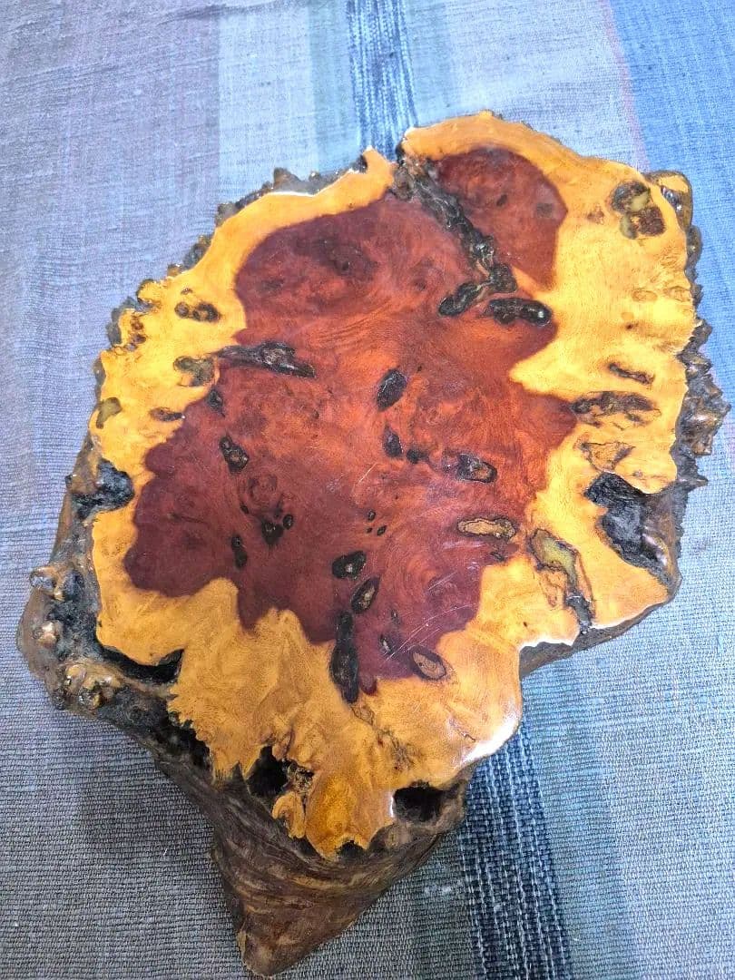 約2.1㎏ 花梨　瘤杢　天然木　花台　敷板　香台　盆栽台