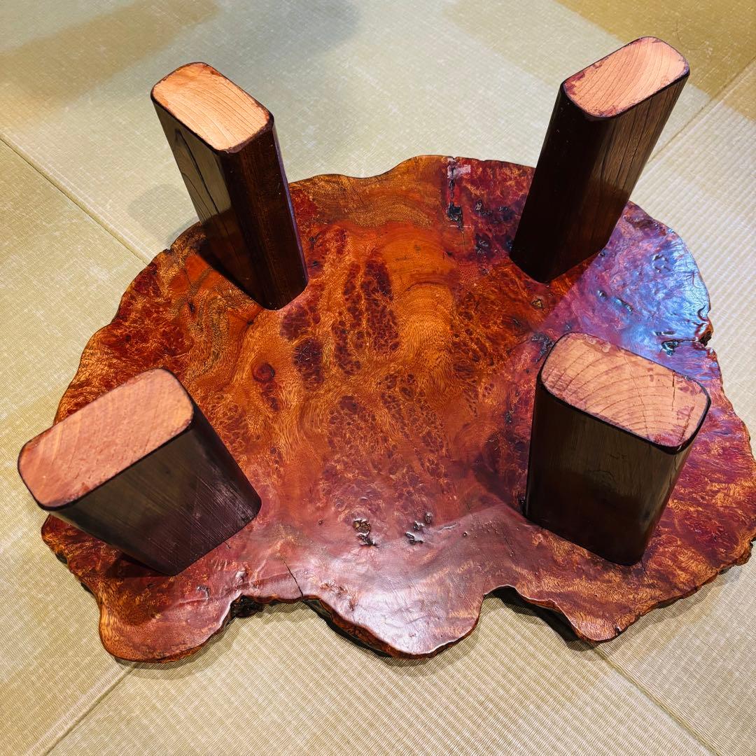 花梨 一枚板 天然木 花台 テーブル ローテーブル 瘤 座卓　飾り台