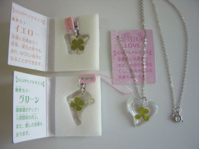 ♯Iri19Mo 四つ葉 の ラッキー クロバー チャーム & ネックレス 6種