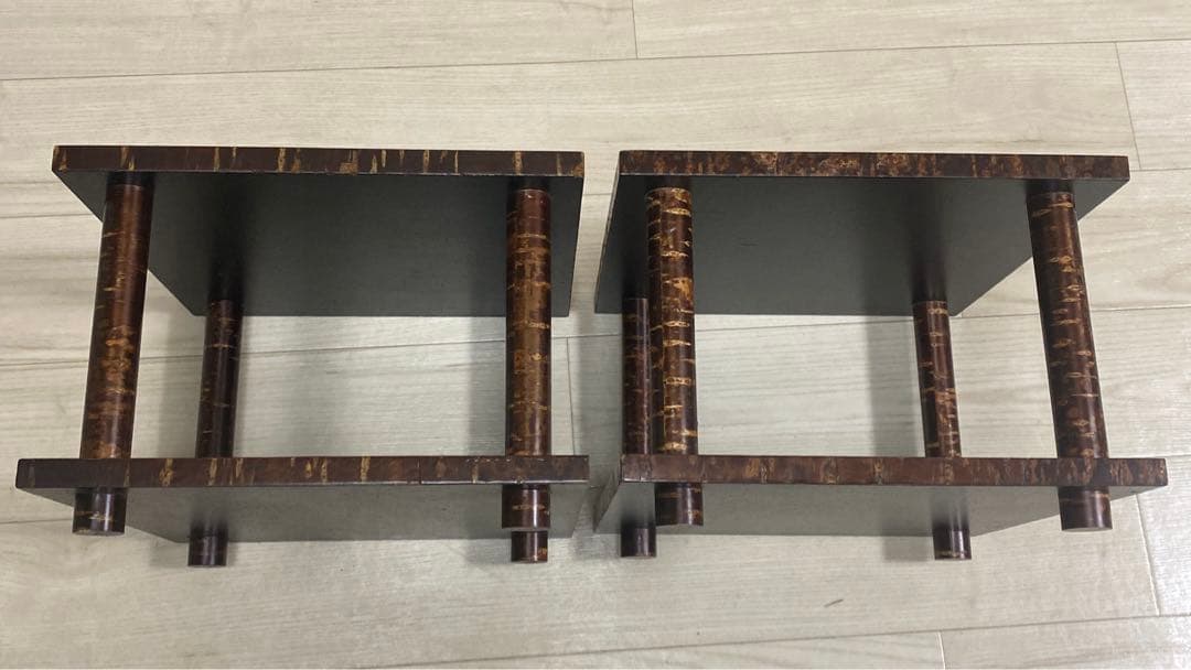 樺細工　ミニテーブル　市松模様　花台　日本伝統工芸　秋田角館