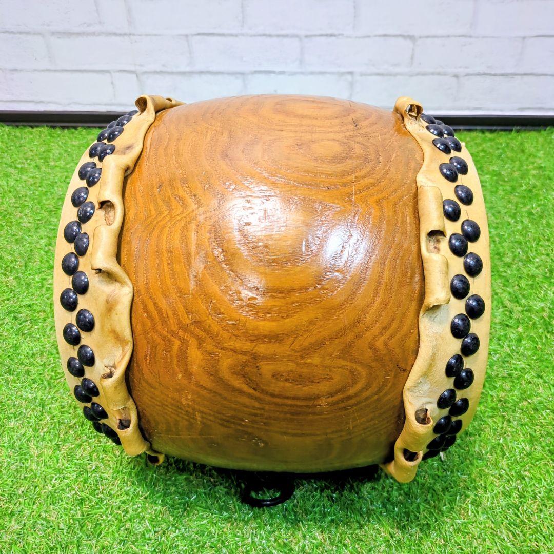 【高級】和太鼓　欅　くり抜き胴　ミニ太鼓　二本松田中太鼓店　耳付