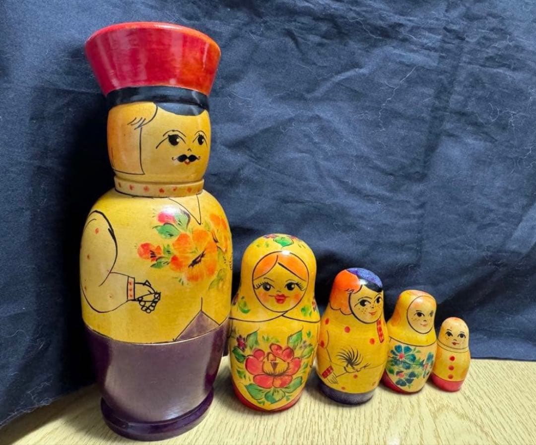 レア‼️ソビエト　ノリンクス社　親子マトリョーシカ5組　長期保存、現状