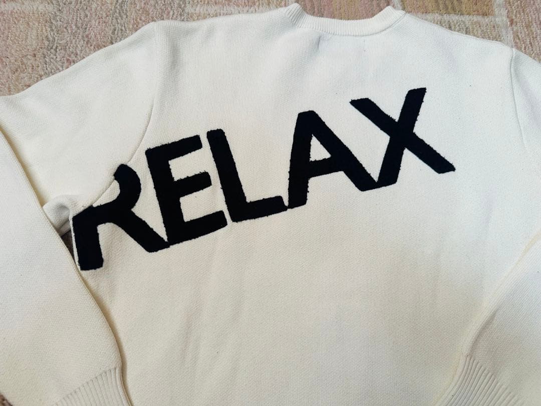 【美品】1PIU1UGUALE3 RELAX ニットセーター ロゴ ホワイト L