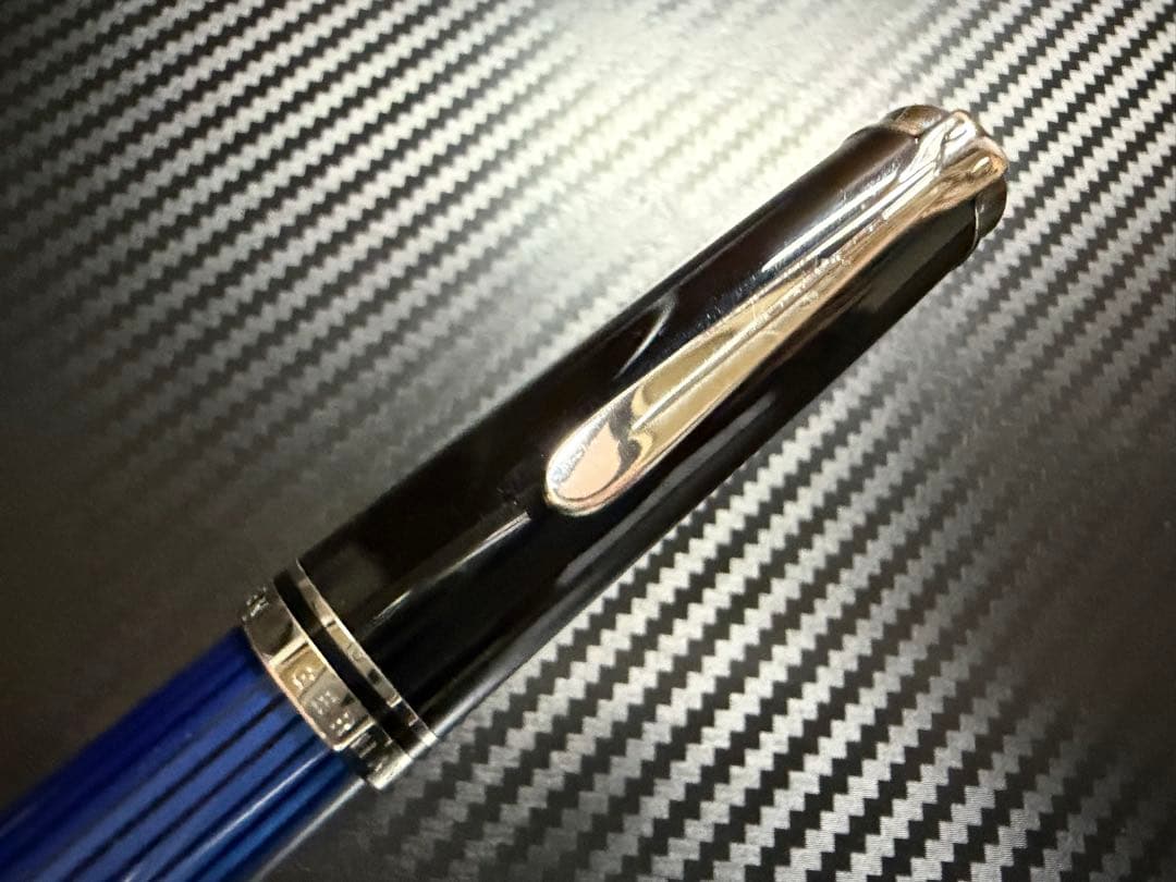 美品 ペリカン スーベレーン M405 青縞 シルバートリム F 細字 万年筆