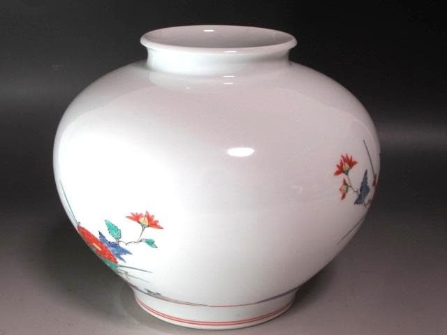 ☆　14代酒井田柿右衛門　錦粟鳥文花瓶　☆y528