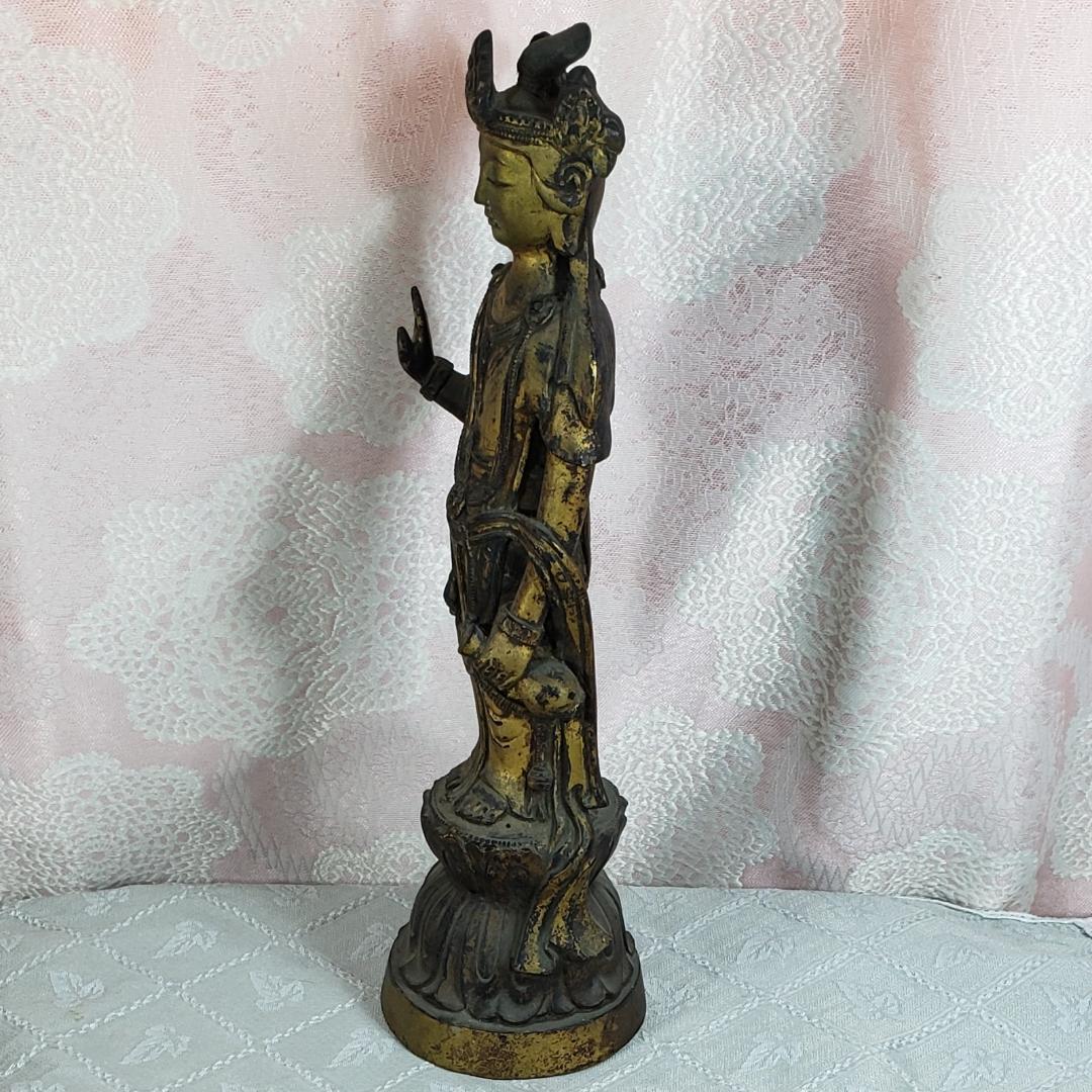 【百済仏】◆百済金銅観音菩薩立像 高:37cm 仏像◆検）高麗仏 新羅仏 白鳳仏