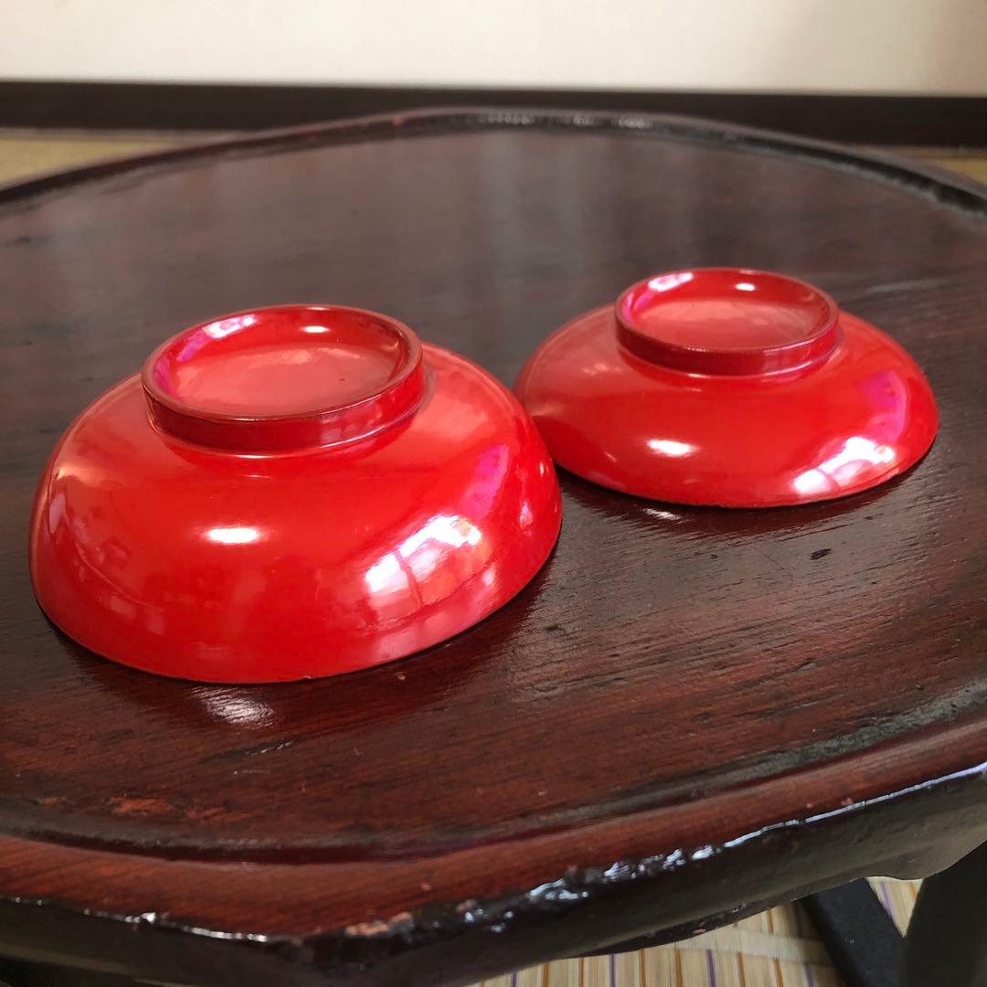 四つ組椀　漆椀4客セット　漆器　朱椀　昔椀　浄法寺塗　天然木　アンティーク