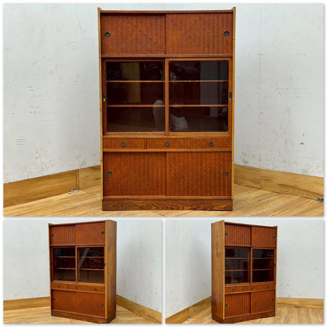 H1513☆美品☆棚　和家具　茶棚　和箪笥　昭和レトロ　食器棚　水屋箪笥　和風