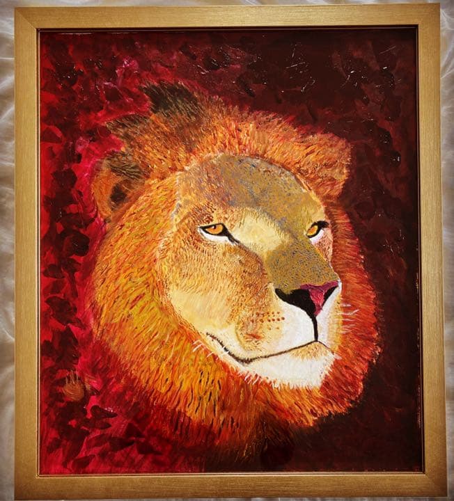 絵画　威厳のあるライオン