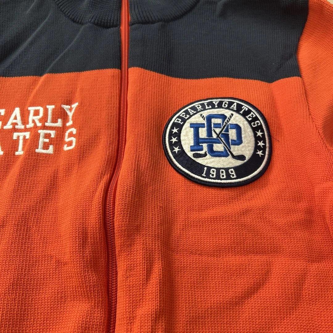 PEARLY GATES 5 オレンジドライバーズニット　袖ロゴ　ブルゾン