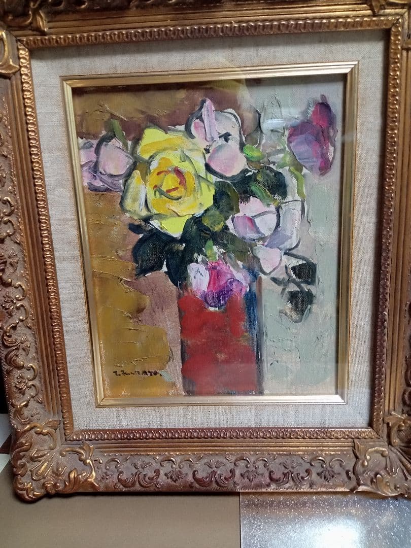 号２６万円作家深谷徹のＦ4号直筆ばらです