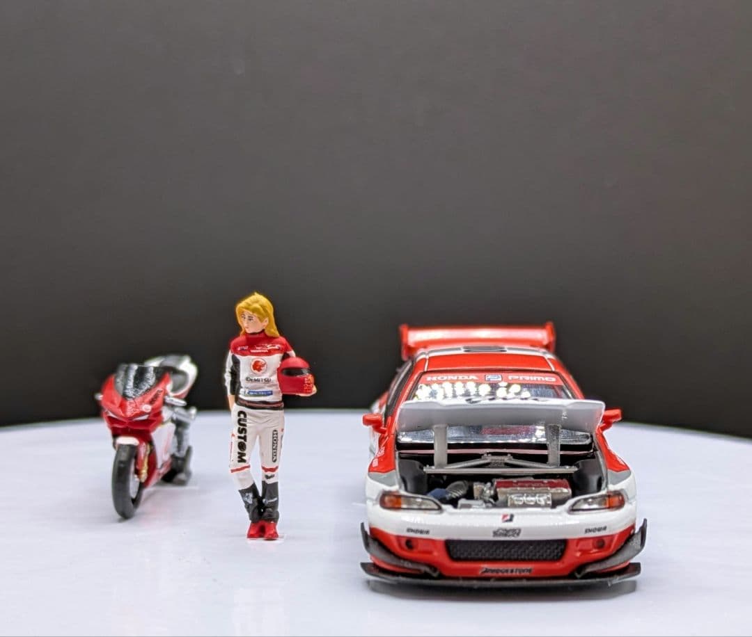 1/64 IDEMITSU Civic EG6＆バイク＆ 女性ライダー