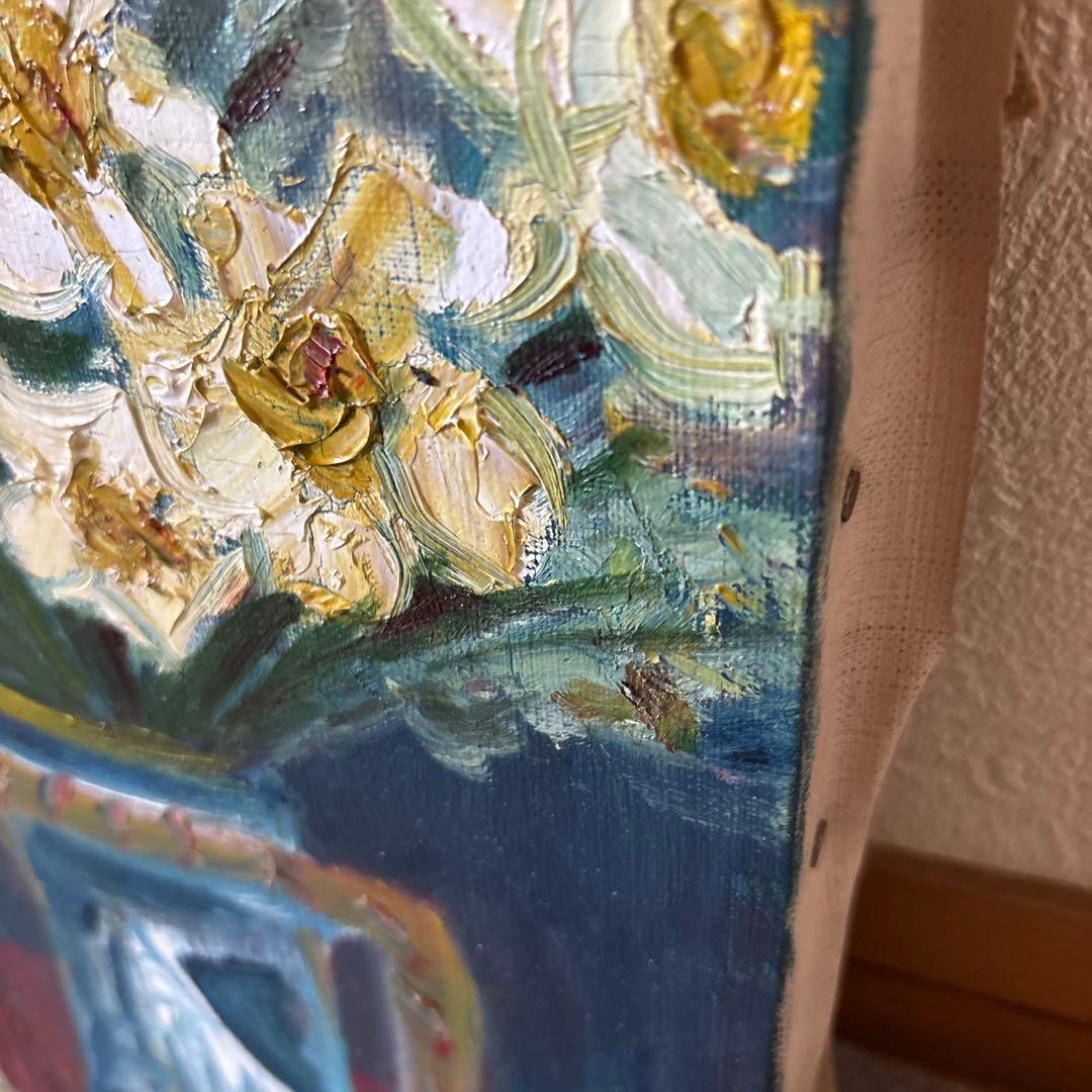 小山種三郎 油彩画 水仙 花瓶の花 1983年